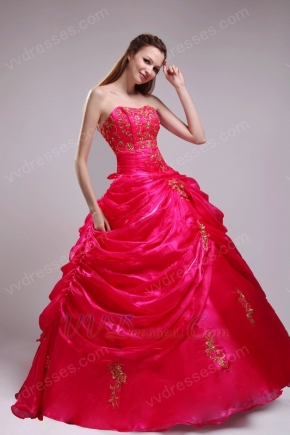 Strapless Lace Up Back Fuchsia Quinceanera Dress For Girl