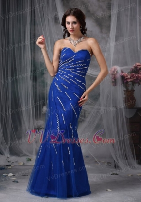 Mermaid Sweetheart Beaded Celrbrity Dress In Royal Blue Inexpensive