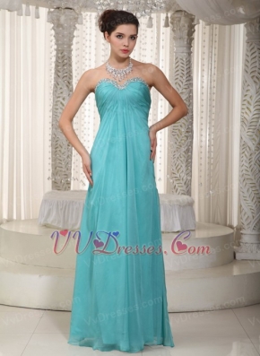 Fashionable Turquoise Chiffon Party Dress With Sweetheart Neck Inexpensive