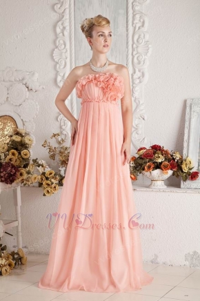 2018 New Style Strapless Flouncing Orange Chiffon Prom Dress On Sale