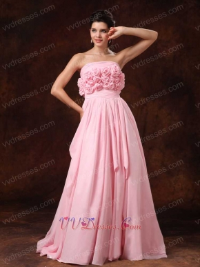 Rosette Flowers Bodice Pink Girl Lecture Prom Dress Designer Recommend