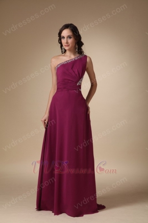 Cross Back One Shoulder Purple Long La Prom Party Dress