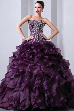 Sweetheart Ruffles Skirt Grape Quinceanera s Dresses Cheap