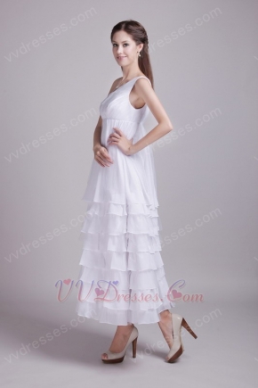 Ankle Length Layers White Plus Size Maternity Prom Dress