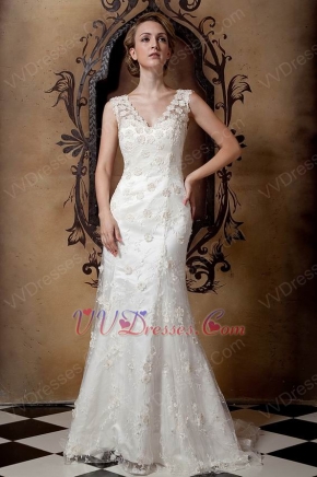 Affordable Princess Discount Lace Wedding Dress Button Back