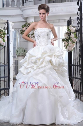 Gorgeous Applique Bead Bubble Layers Puffy Wedding Bridal Dress