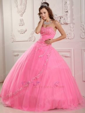 Pink Sweetheart Appliqued Edge Quinceanera Dress Online