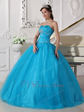 Deep Sky Blue Prom Ball Dress To Military Party Wear