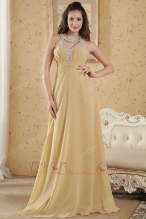 Modern Halter Hemline Champagne Evening Dress