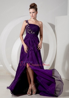 Discount One Shoulder Indigo Evening Dress Front Split