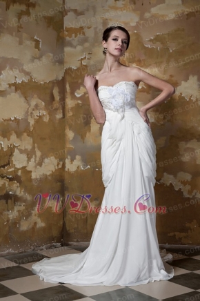 Pretty Sweetheart White Chiffon Side Picks Up Skirt Prom Gowns Inexpensive