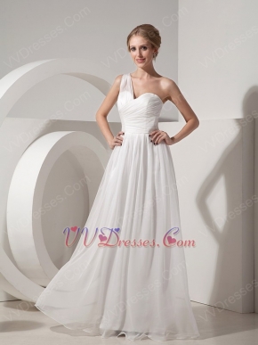 One Shoulder Ruched Ivory Chiffon Dress To 2014 Wear