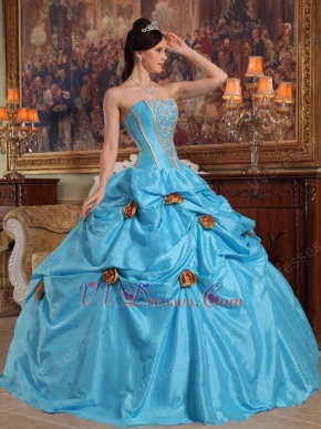 New Arrival 2014 Strapless Sky Blue Girls Quinceanera Gowns