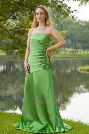 Fresh Green Strapless Taffeta Wedding Bridesmaid Dress