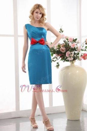 Doger Blue Mother Of The Bride Dress With Red Bowknot