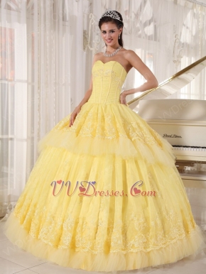 Dark Yellow Puffy Sweet 16 Birthday Party With Lace