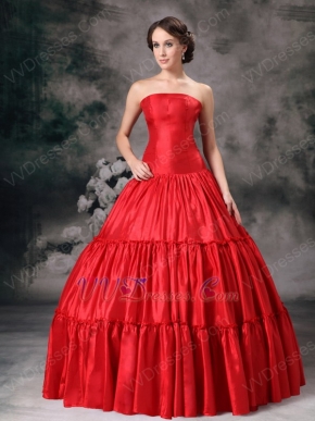 Strapless Wine Red Royal Household Dress Princess Wear