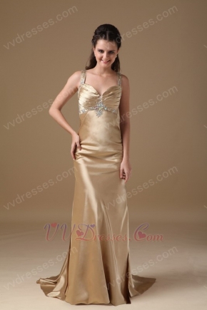 Sexy Backless Golden Formal Evening Dress For Juniors