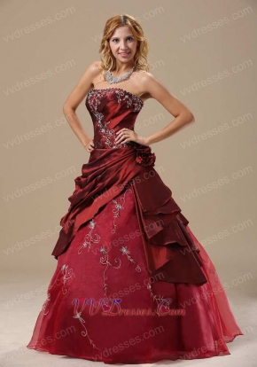 Old Fashion Burgundy Taffeta Prom Ball Gown Drama Essentials
