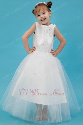 Cute Scoop Appliques Beading Net Flower Girls Dresses For Less