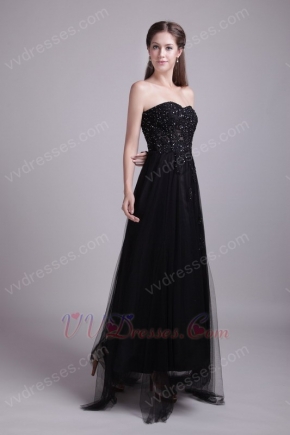 Zip Back Sweetheart Black Net Evening Dress For Cheap