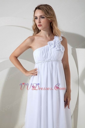 One Shoulder Flowers Straps Maternity Bridal Prom Dress