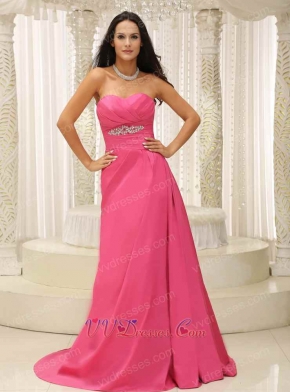 Rose Pink Empire Waist Dress For Women Prom Wedding Party Wear