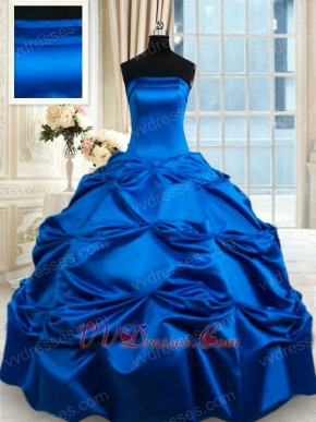 Royal Blue Thick Satin Plain Quinceanera Ball Gown Without Extra Details