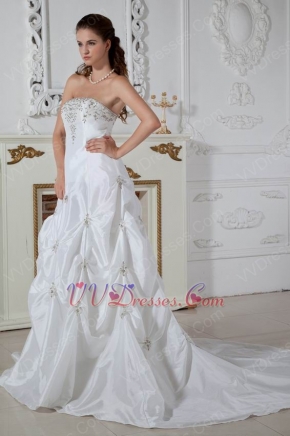 Appliques Embroidery Chapel Wedding Dresses Cheap