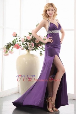 Sexy High Split Purple 2014 New Arrival Evening Dress