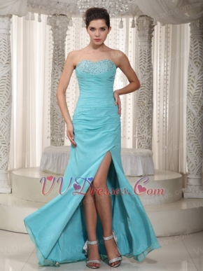 Sweetheart Floor-length Celebrity Dress Made By Light Blue Chiffon Inexpensive