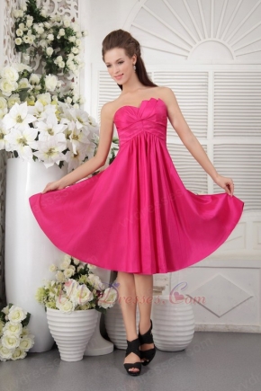 Discount Hot Pink Taffeta Junior Girls Bridesmaid Dress