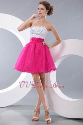 Strapless Fuchsia Dresses For Sweet 16 Party With Crystals