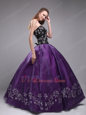 Embroidered Stars 2014 Designer Eggplant Quinceanera Dress