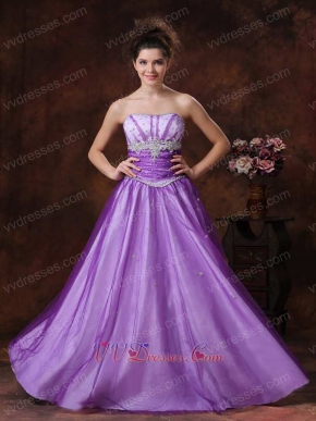 Beaded Strapless Basque Waist Purple Prom Dress With White UnderSkirt