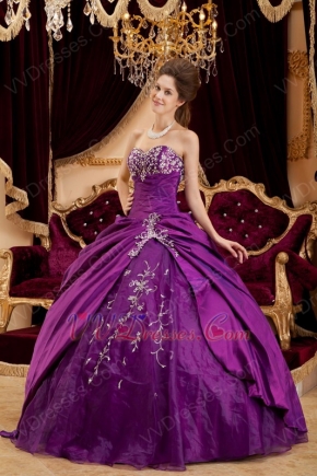 Cheap Purple Embroidery Dress Make Your Own Quinceanera