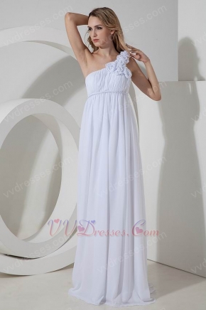 One Shoulder Flowers Straps Maternity Bridal Prom Dress