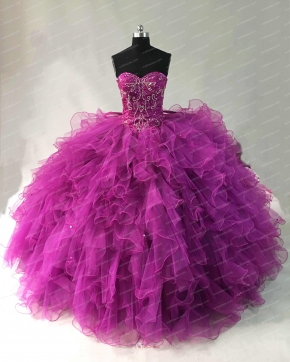 Magenta Sweetheart Tulle Ruffles Designer New Style 2019