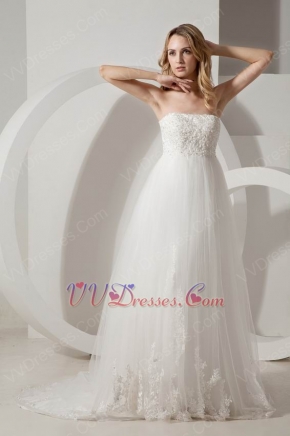 Elegant Strapless Ivory Floor Length A-line Casual Wedding Dress