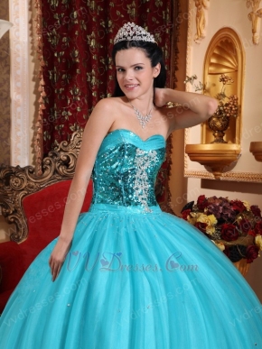 Popular Style Sky Blue Quinceanera Dress Flaring Sequin Bodice