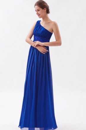 One Shoulder Straps Royal Chiffon Long La Prom Dress Discount