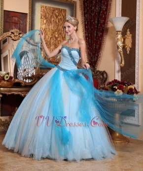 Contrast Color Aqua And White Clearance Quince Dress 2014