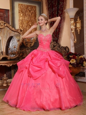 Classical Sweetheart Styles Coral Red Winter Quinceanera Dress