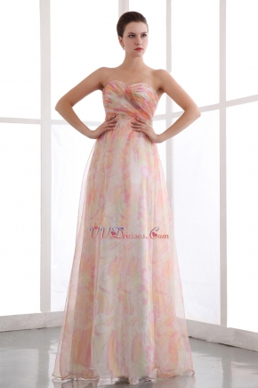 Hot Sell Sweetheart Colorful Printed Chiffon Fabric Prom Dress Sexy