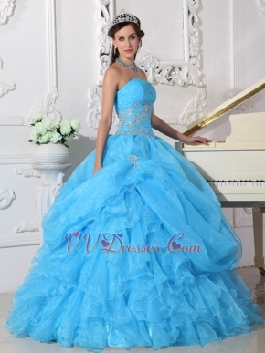 Aqua Blue Puffy Skitr Quinceanera Dresses Gowns For Cheap