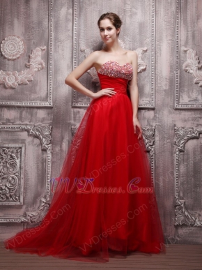 Long Skirt Red A-line Evening Dress Top Designer 2014