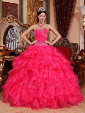 Hot Pink Allure Spring Quinceanera Gown With Beading