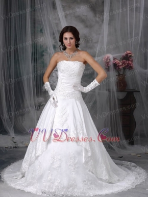 Perfect Strapless A-line Ivory Wedding Dress With Lace Low Price