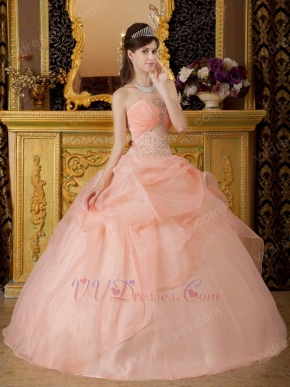 Orange Pink Dress to Quinceanera Party With Embroidery Bodice