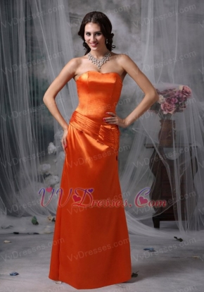 Strapless Simple Long Prom Dress In Orange Red Inexpensive